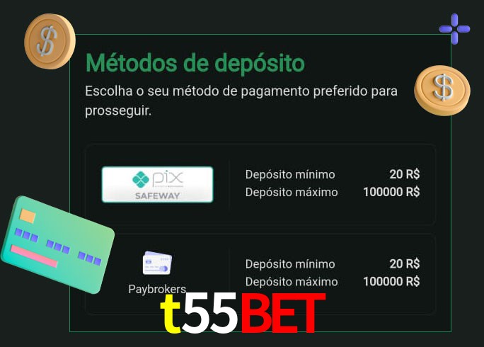 O cassino t55bet oferece uma grande variedade de métodos de pagamento